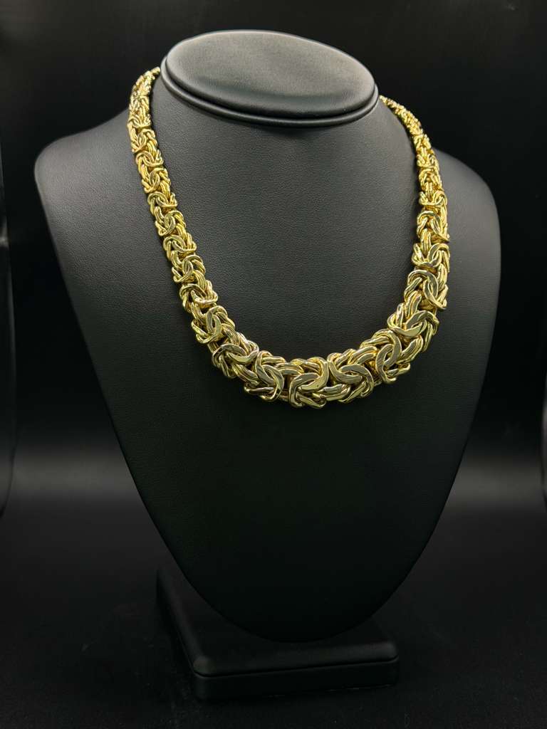 Collar Bizantino Graduado en Oro 14k - 18 Pulgadas