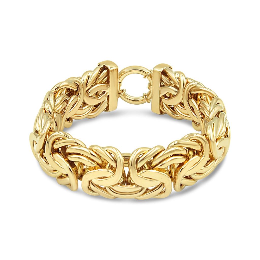 Pulsera Bizantina de Lujo en Oro 14kt - Eslabón Grueso