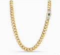 Cadena Cubana en Oro 14kt con Cierre de Lujo Diamantado - 12mm / 24in